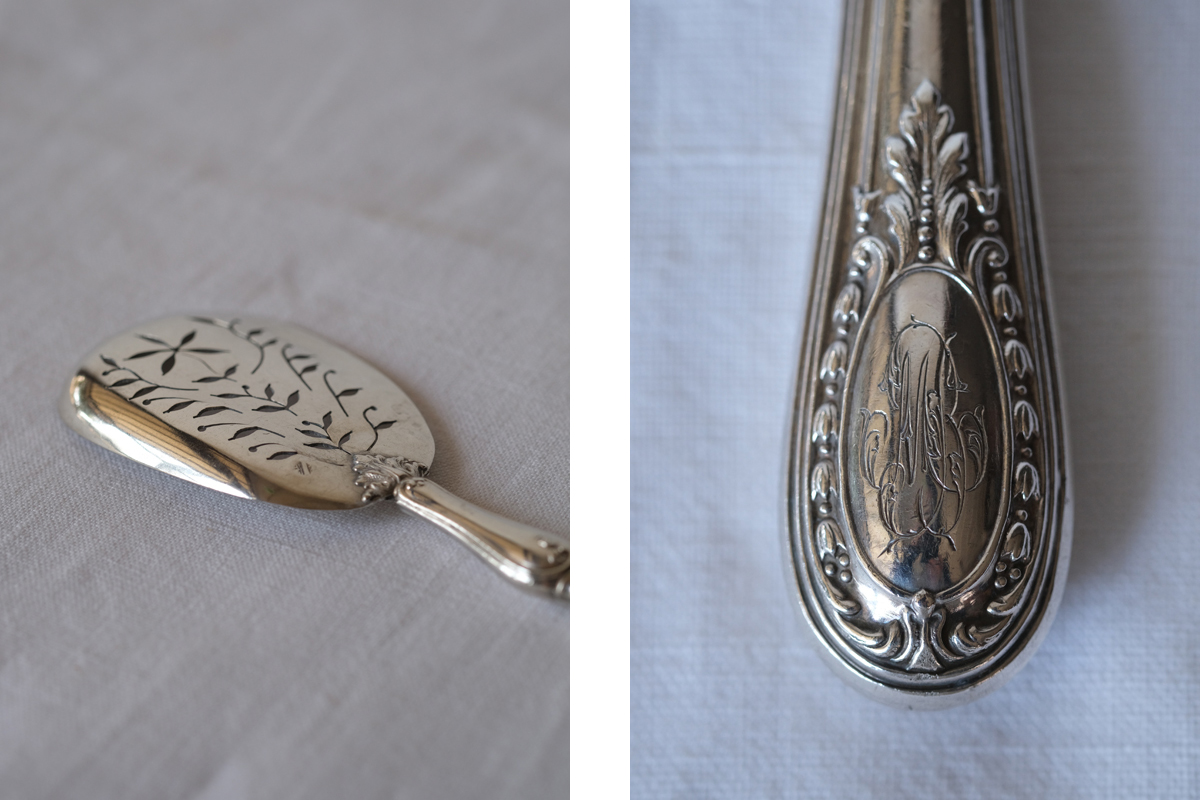 フランス製 華麗なサービングセット 銀無垢 ミネルヴァ刻印あり B23-2 フランス アンティーク ミネルヴァ フレンチシルバー 透かしの